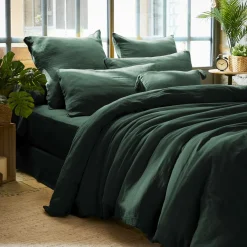 EMINZA Housse de couette gaze de coton (240 x 220 cm) Gaïa Vert sapin Sale