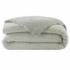 EMINZA Housse de couette gaze de coton (260 x 240 cm) Gaïa vichy Vert Eucalyptus Best