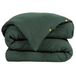 EMINZA Housse de couette gaze de coton (140 x 200 cm) Gaïa Vert sapin New