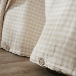 EMINZA Housse de couette gaze de coton (280 x 240 cm) Gaïa Vichy beige Best