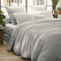 EMINZA Housse de couette gaze de coton (260 x 240 cm) Gaïa Gris nuage Gris clair Hot