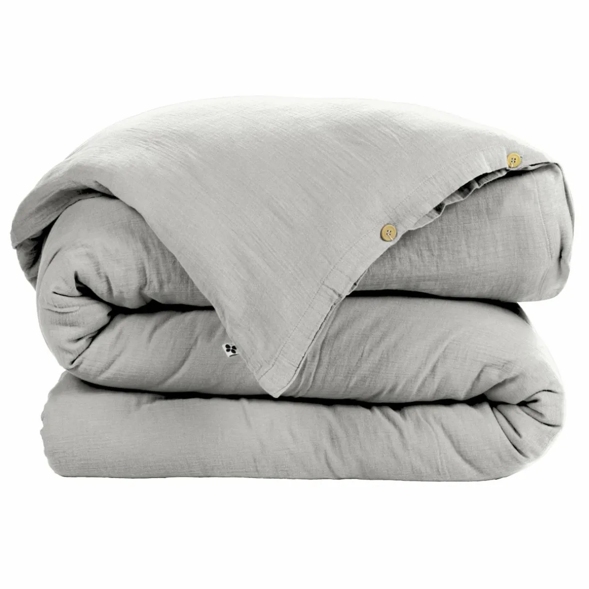 EMINZA Housse de couette gaze de coton (260 x 240 cm) Gaïa Gris nuage Gris clair Hot