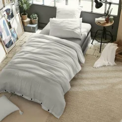 EMINZA Housse de couette gaze de coton (140 x 200 cm) Gaïa Gris nuage Gris clair Hot