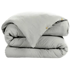 EMINZA Housse de couette gaze de coton (140 x 200 cm) Gaïa Gris nuage Gris clair Hot