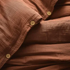 EMINZA Housse de couette gaze de coton (200 x 200 cm) Gaïa Terracotta