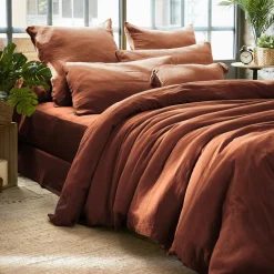 EMINZA Housse de couette gaze de coton (240 x 220 cm) Gaïa Terracotta Best