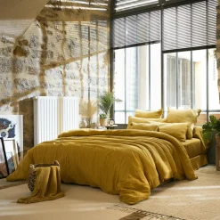 EMINZA Housse de couette gaze de coton (280 x 240 cm) Gaïa Jaune safran New