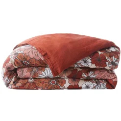 EMINZA Housse de couette gaze de coton (260 x 240 cm) Gaïa Azalée Terracotta New