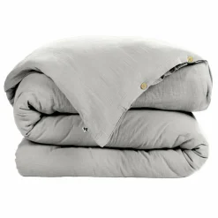 EMINZA Housse de couette gaze de coton (280 x 240 cm) Gaïa Gris nuage Gris clair Clearance