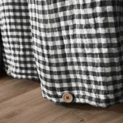 EMINZA Housse de couette gaze de coton (240 x 220 cm) Gaïa Vichy noir Outlet