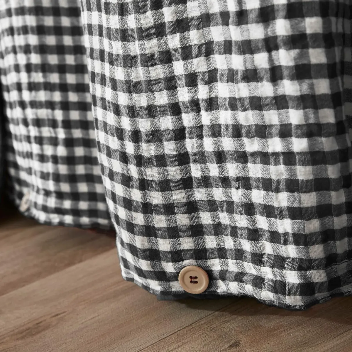 EMINZA Housse de couette gaze de coton (240 x 220 cm) Gaïa Vichy noir Outlet