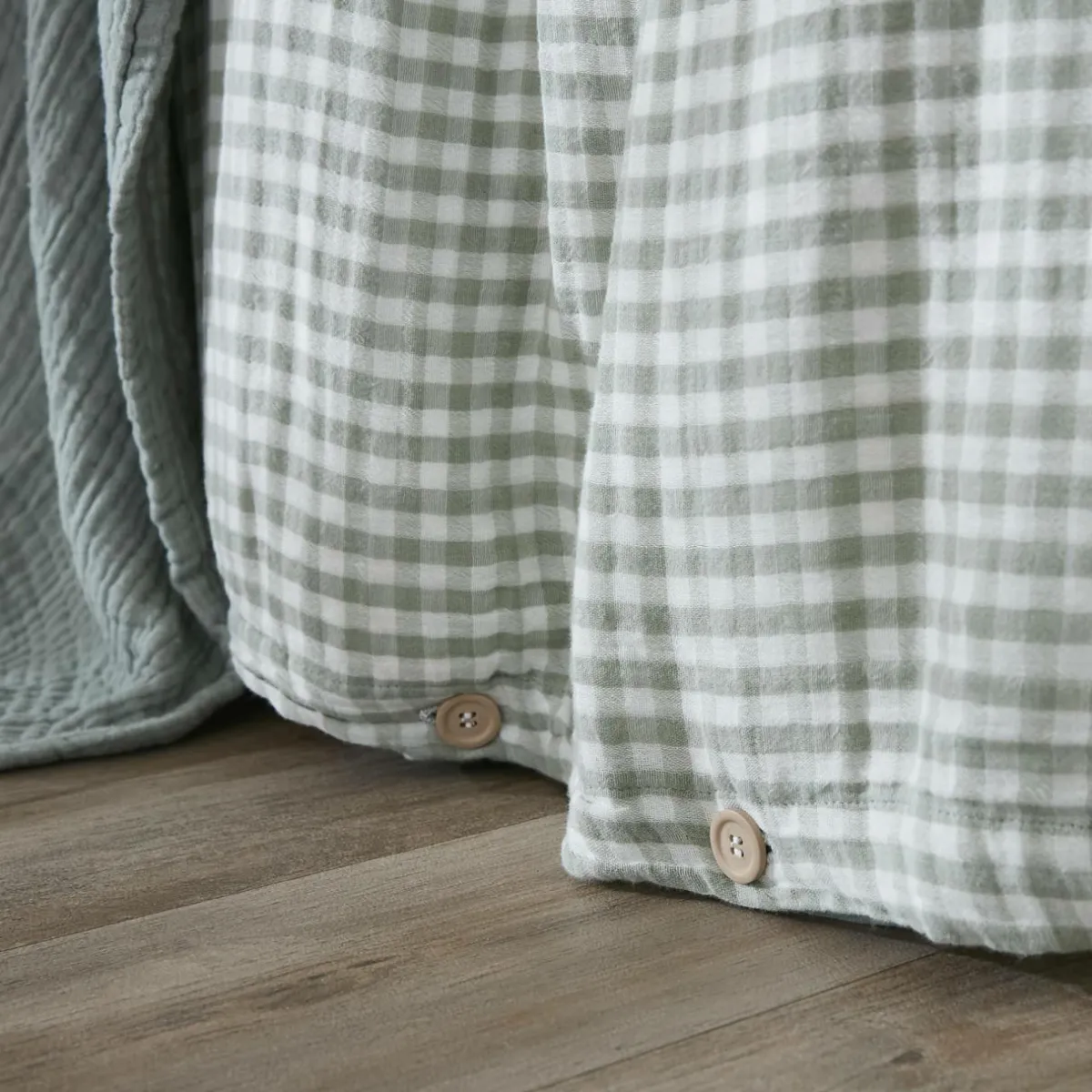 EMINZA Housse de couette gaze de coton (200 x 200 cm) Gaïa vichy Vert Eucalyptus Online