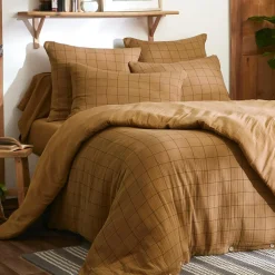 EMINZA Housse de couette gaze de coton (260 x 240 cm) Gaïa Match Camel Discount