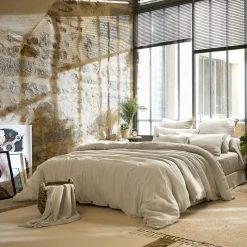 EMINZA Housse de couette gaze de coton (240 x 220 cm) Gaïa pampa Beige Clearance