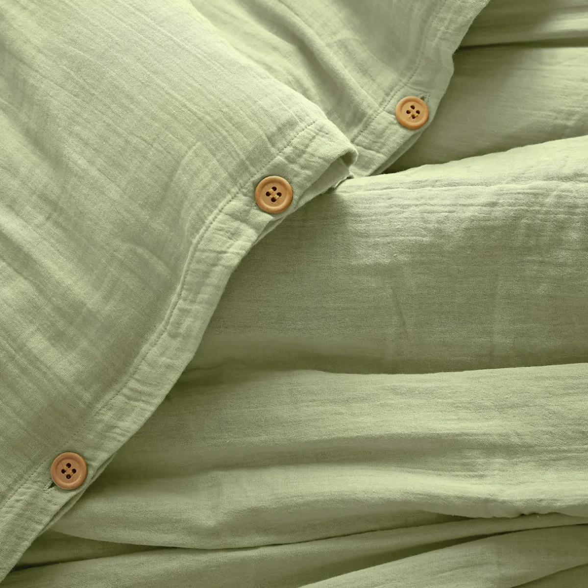 EMINZA Housse de couette gaze de coton (260 x 240 cm) Gaïa Vert tilleul Sale