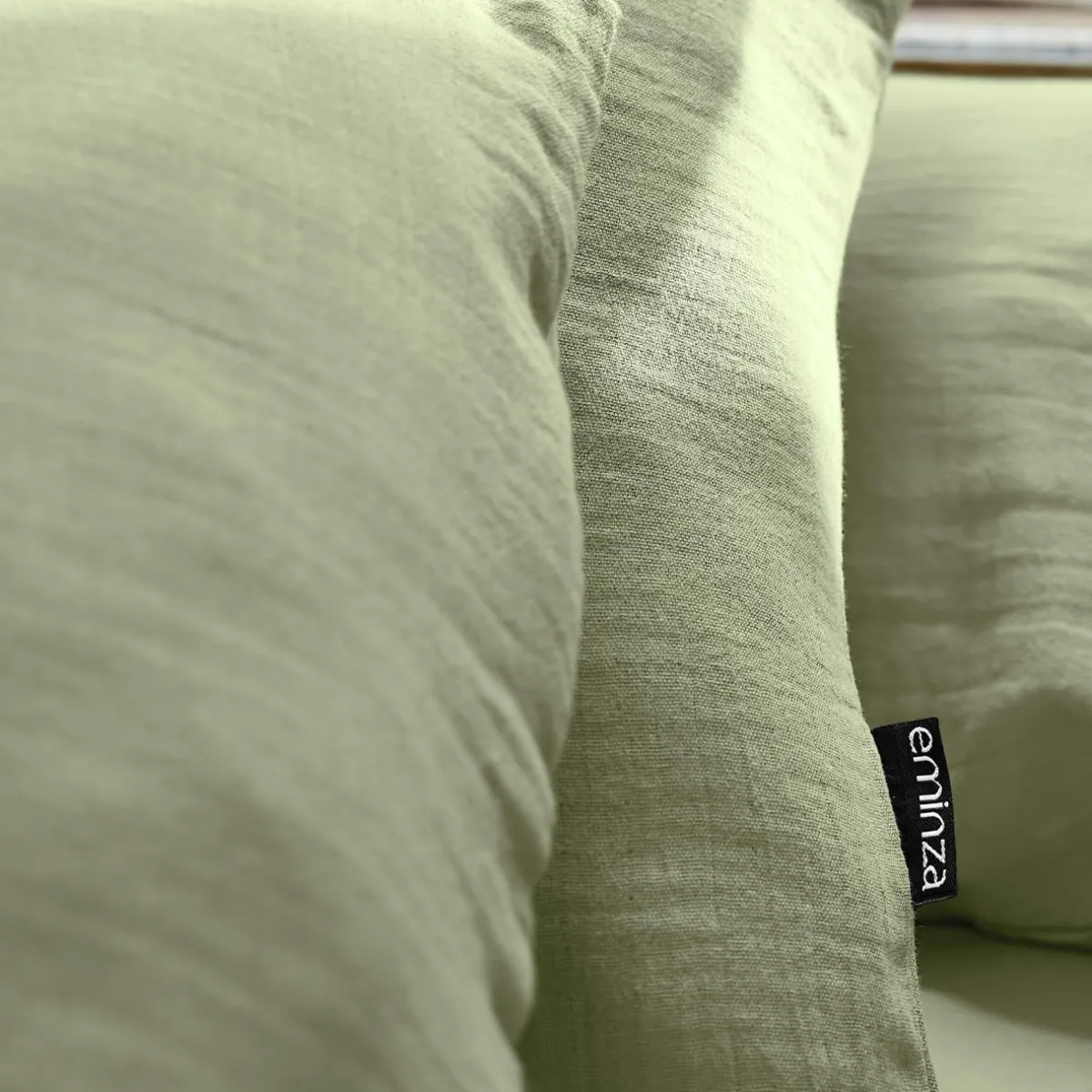 EMINZA Housse de couette gaze de coton (260 x 240 cm) Gaïa Vert tilleul Sale