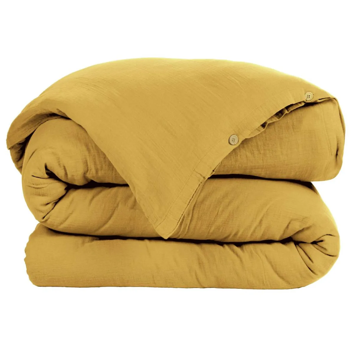 EMINZA Housse de couette gaze de coton (140 x 200 cm) Gaïa Jaune safran