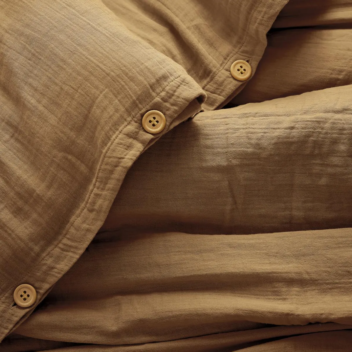 EMINZA Housse de couette gaze de coton (280 x 240 cm) Gaïa Camel Clearance