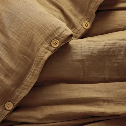 EMINZA Housse de couette gaze de coton (260 x 240 cm) Gaïa Camel Hot