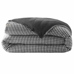 EMINZA Housse de couette gaze de coton (200 x 200 cm) Gaïa Vichy noir Sale