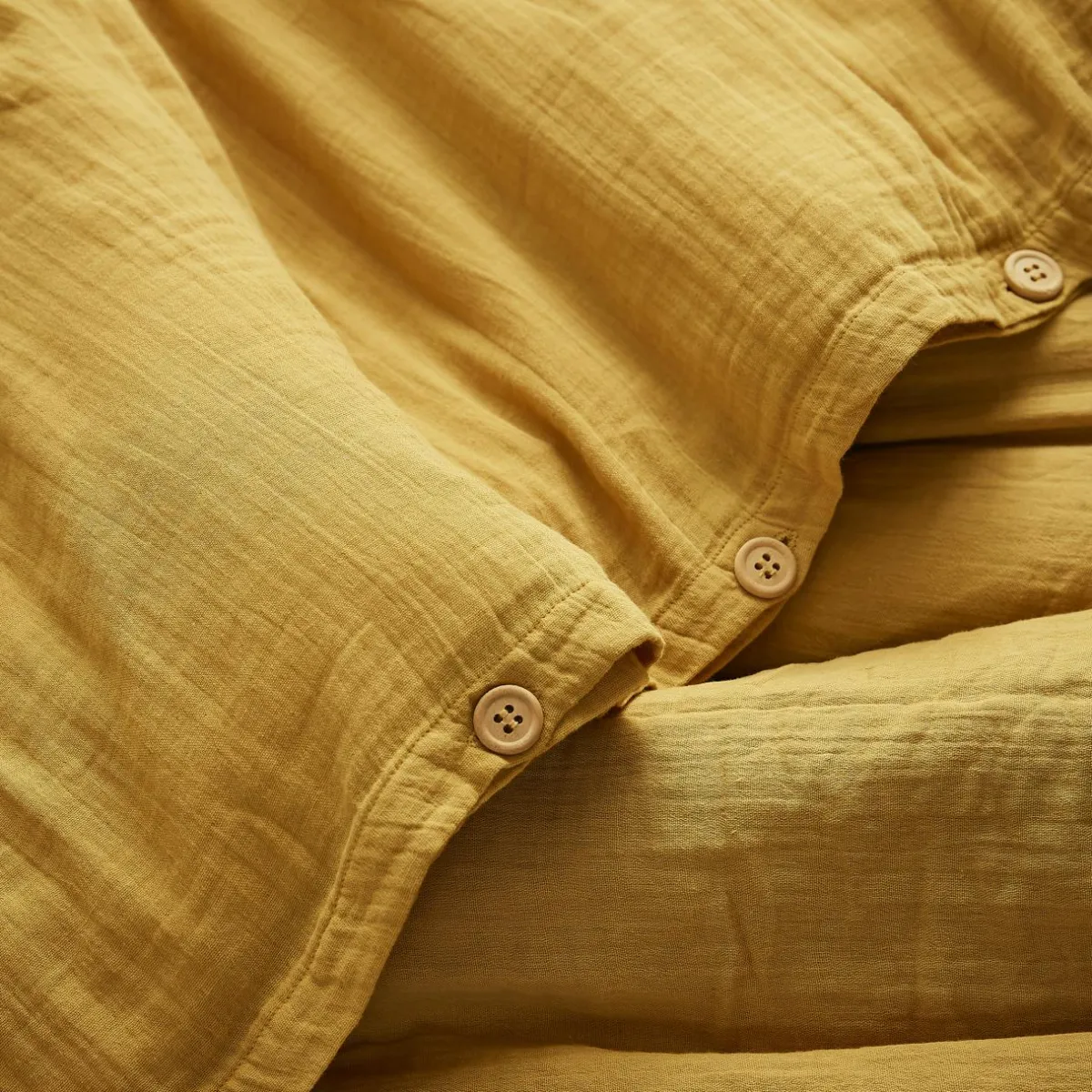 EMINZA Housse de couette gaze de coton (260 x 240 cm) Gaïa Jaune safran Outlet