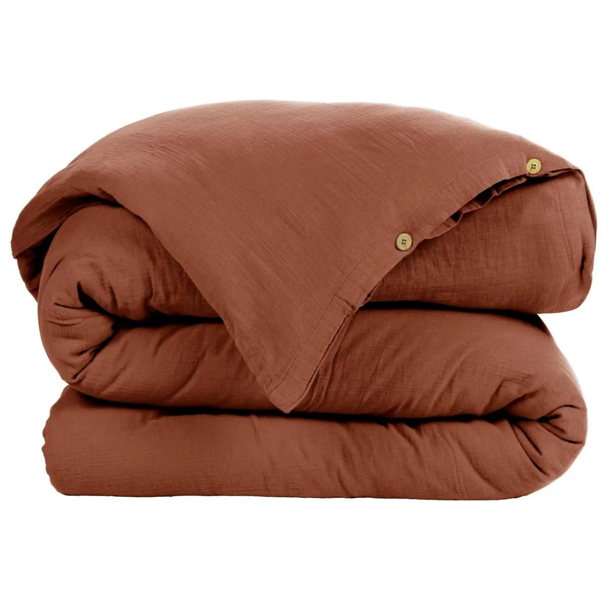 EMINZA Housse de couette gaze de coton (280 x 240 cm) Gaïa Terracotta Discount
