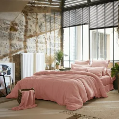 EMINZA Housse de couette gaze de coton (240 x 220 cm) Gaïa Rose Pêche New