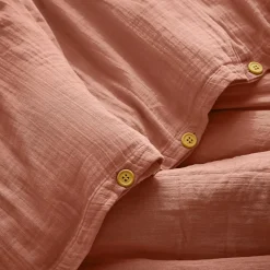 EMINZA Housse de couette gaze de coton (280 x 240 cm) Gaïa Rose Pêche Sale