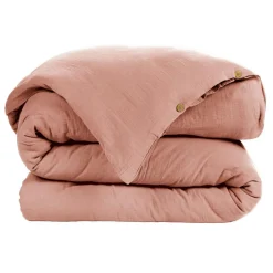 EMINZA Housse de couette gaze de coton (140 x 200 cm) Gaïa Rose Pêche Online