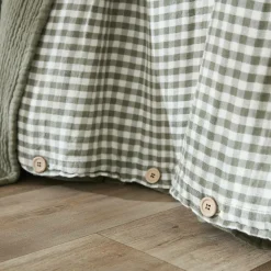 EMINZA Housse de couette gaze de coton (240 x 220 cm) Gaïa vichy Vert romarin Hot