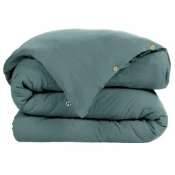 EMINZA Housse de couette gaze de coton (260 x 240 cm) Gaïa Bleu canard Best