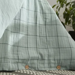 EMINZA Housse de couette gaze de coton (200 x 200 cm) Gaïa Match Vert Eucalyptus New
