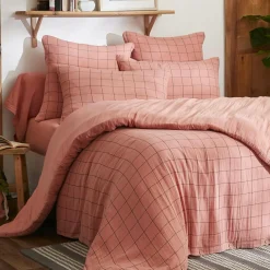 EMINZA Housse de couette gaze de coton (140 x 200 cm) Gaïa Match Rose Pêche Outlet
