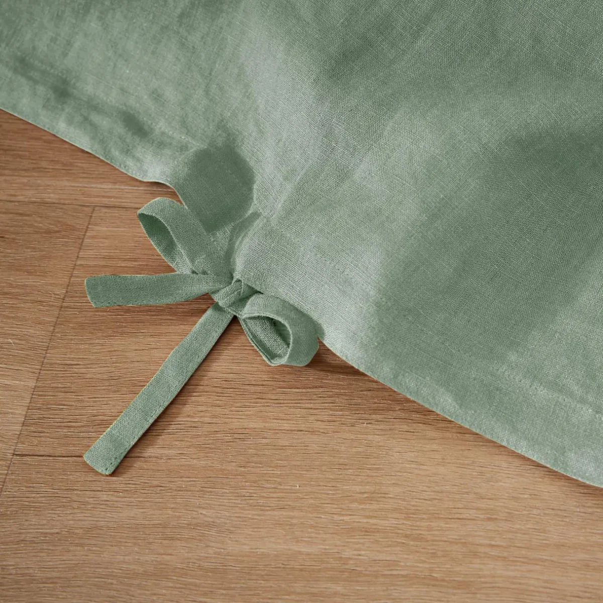 EMINZA Housse de couette lin lavé (240 x 220 cm) Louise Vert Eucalyptus Discount