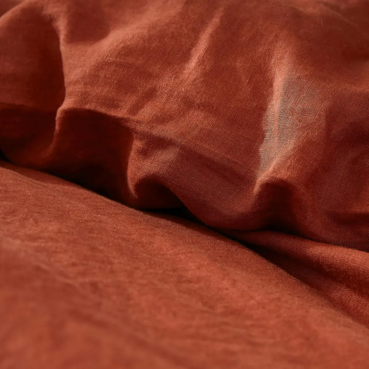 EMINZA Housse de couette lin lavé (260 x 240 cm) Louise Terracotta Hot