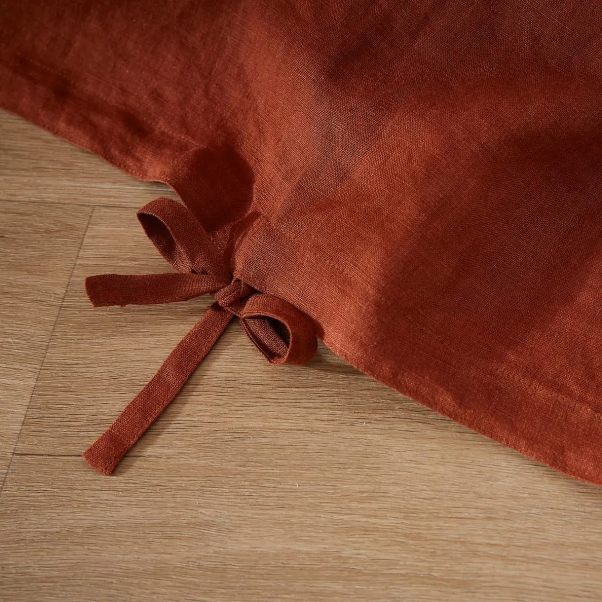 EMINZA Housse de couette lin lavé (260 x 240 cm) Louise Terracotta Hot