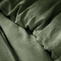 EMINZA Housse de couette lin lavé (240 x 220 cm) Louise Vert romarin