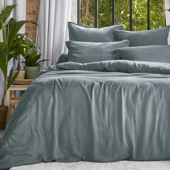 EMINZA Housse de couette lyocell Tencel™ lavé (260 x 240 cm) Olivia stone Bleu Hot