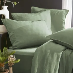 EMINZA Housse de couette lyocell Tencel™ lavé (200 x 200 cm) Olivia Vert romarin Discount