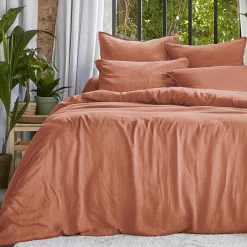 EMINZA Housse de couette lyocell Tencel™ lavé (260 x 240 cm) Olivia Terracotta New