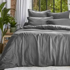 EMINZA Housse de couette lyocell Tencel™ lavé (260 x 240 cm) Olivia granit Gris New