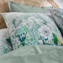TRADI LINGE Housse de couette percale de coton (240 x 220 cm) Bali e Vert Hot