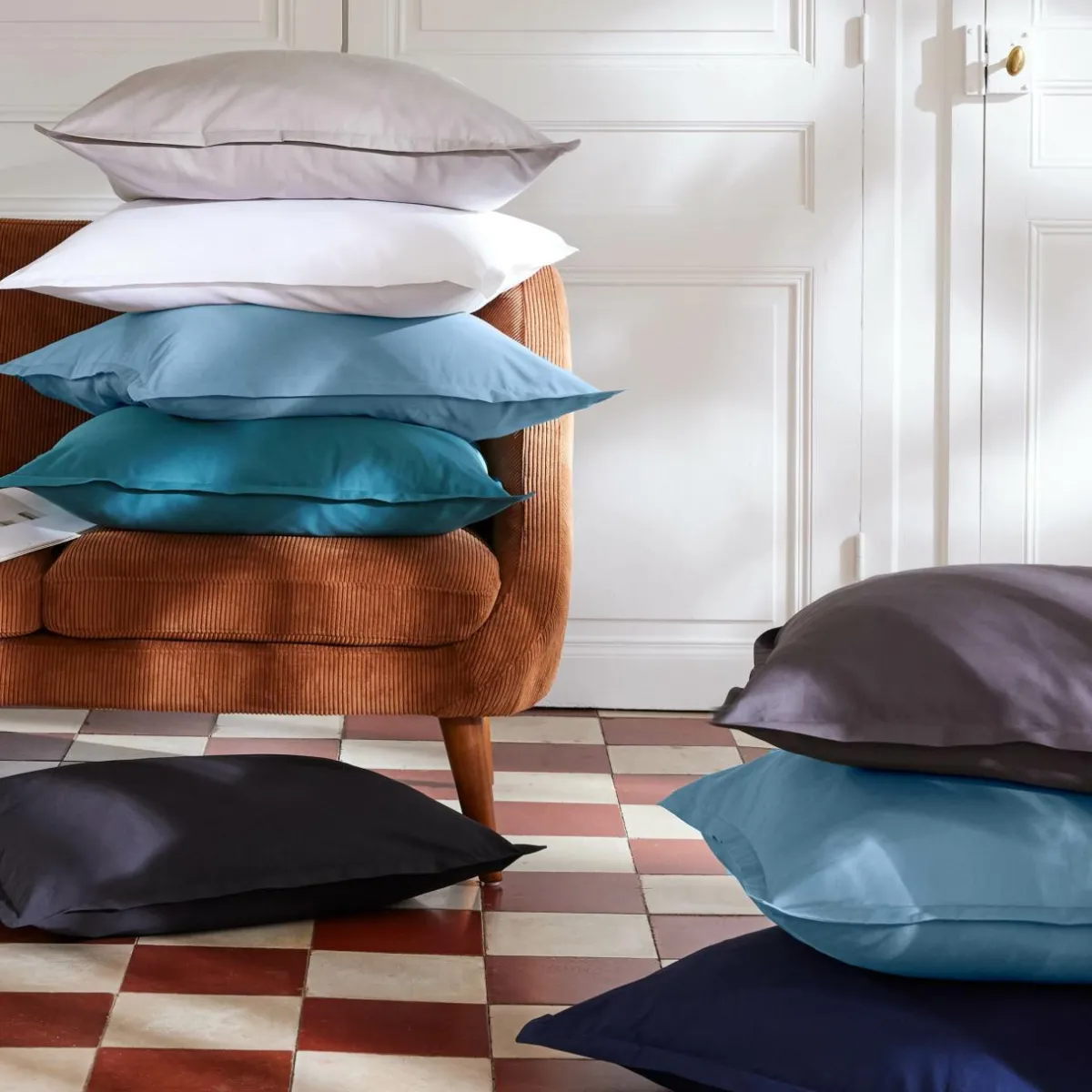 EMINZA Housse de couette percale de coton (240 x 220 cm) Cali Bleu Ciel Outlet