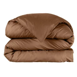 EMINZA Housse de couette percale de coton (200 x 200 cm) Cali Marron Chocolat Discount