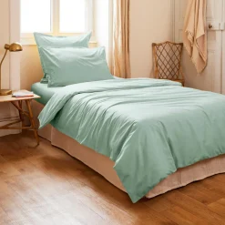 EMINZA Housse de couette percale de coton (140 x 200 cm) Cali Vert Eucalyptus Sale