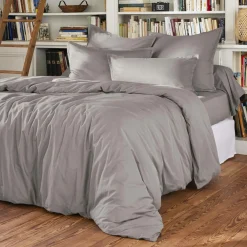 EMINZA Housse de couette percale de coton (260 x 240 cm) Cali Gris clair Clearance