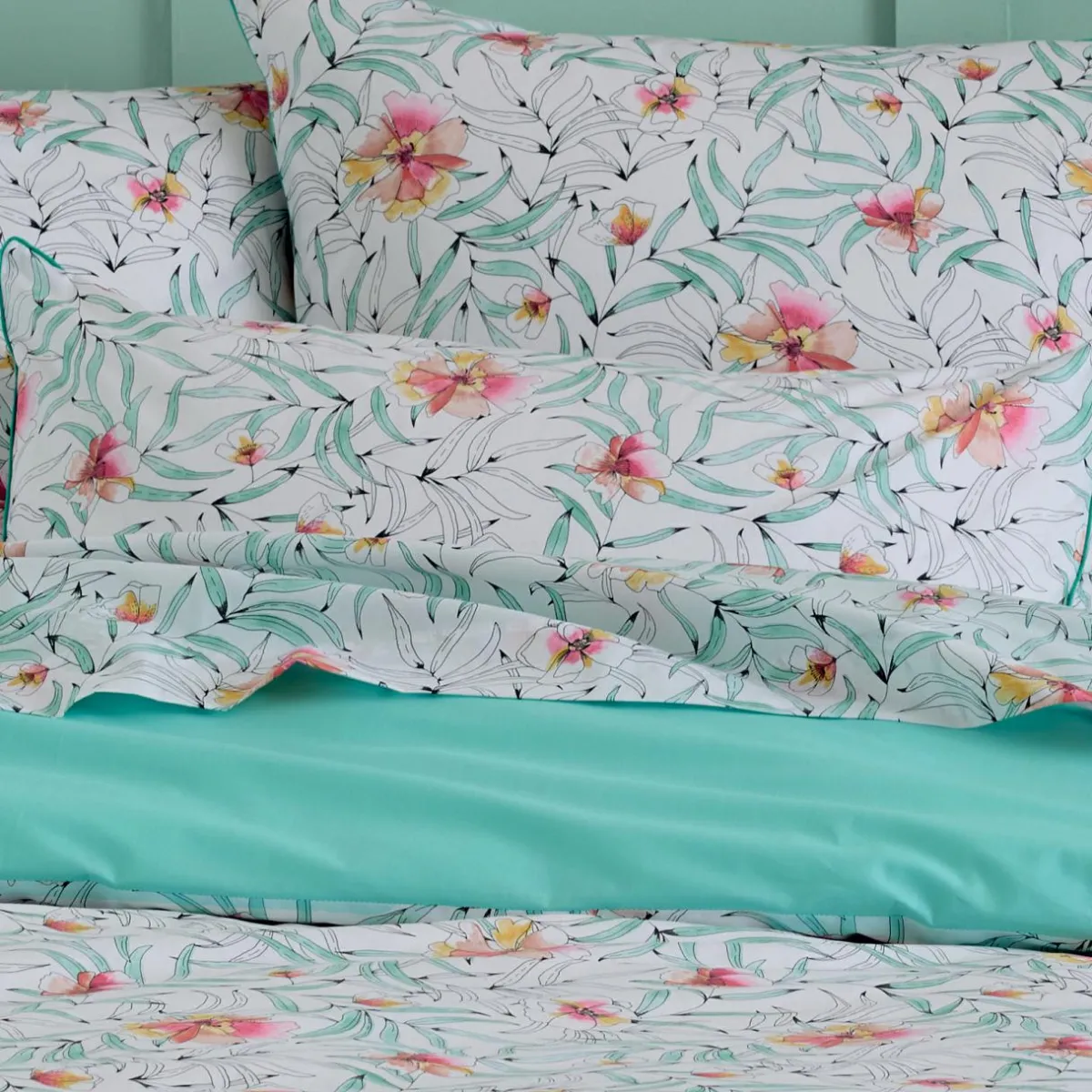 TRADI LINGE Housse de couette percale de coton (140 x 200 cm) Roxane Multicolore Clearance
