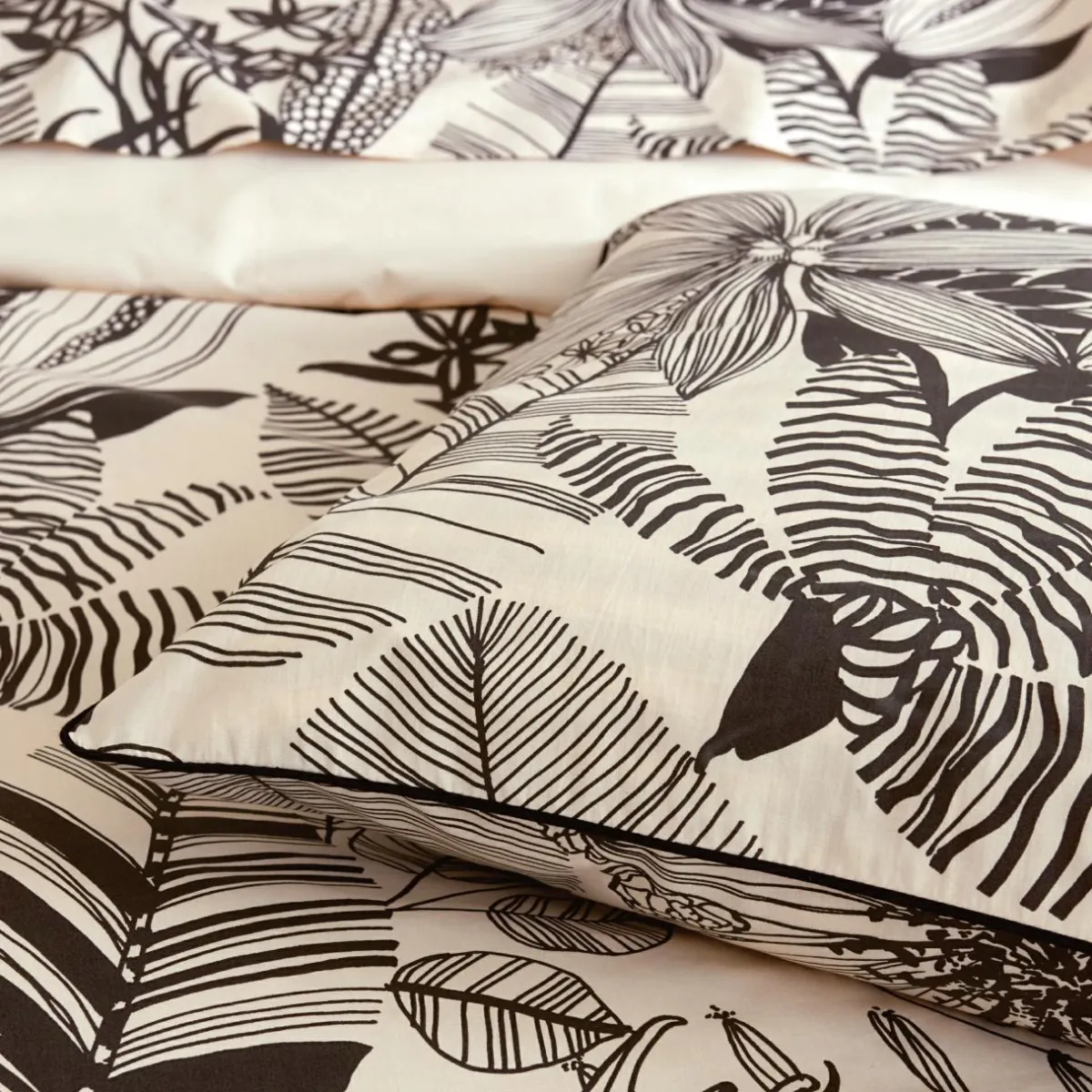 TRADILINGE Housse de couette percale de coton (240 x 220 cm) Alba e Noir