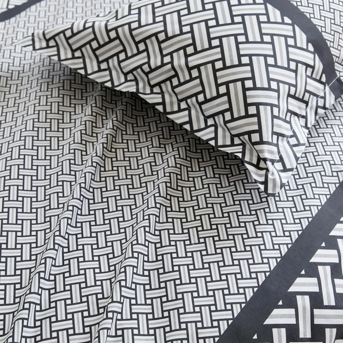 TRADILINGE Housse de couette percale de coton (300 x 240 cm) Riviera e Gris New