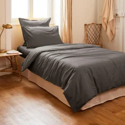 EMINZA Housse de couette percale de coton (140 x 200 cm) Cali Gris Anthracite New